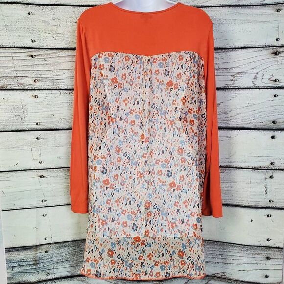 Coco + Carmen Burnt Orange Floral Hi-Lo Top Size S/M - Picture 4 of 7